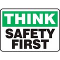 Accuform Accuform Think Sign, Safety First, 14inW x 10inH, Aluminum MGNF940VA